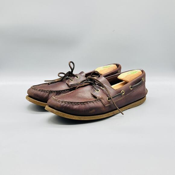 Sperry Shoes Mens 11.5 Brown Leather Top Sider Boat Deck Moc Toe Casual Comfort main image 8